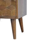 Cube Carved Bedside Table Nightstand - Chestnut by HouseOfZazla