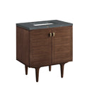 James Martin Amberly 30" Dual Mount Single Bathroom Vanity, Mid-Century Walnut