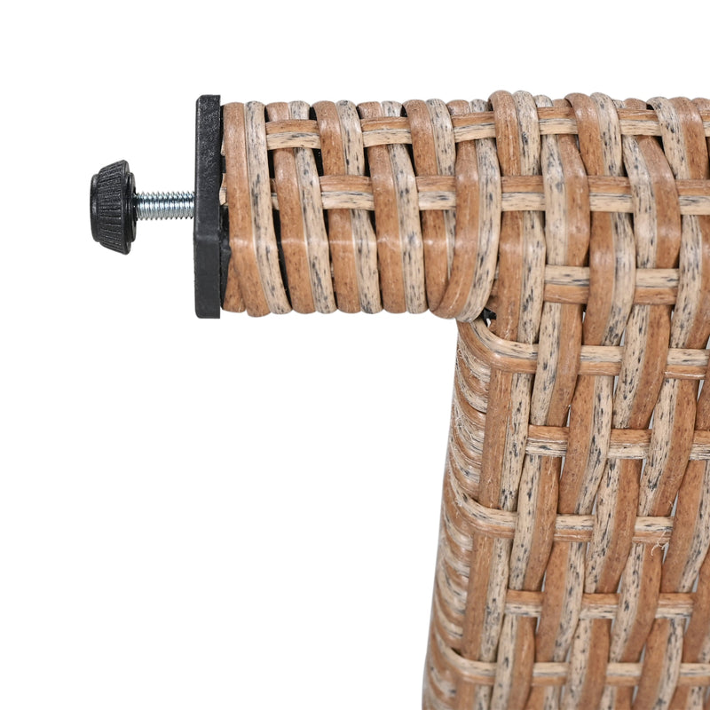 5-Piece Outdoor Patio Rattan Sofa Set, Sectional PE Wicker L-Shaped Garden Furniture Set with 2 Extendable Side Tables, Dining Table and Washable Covers for Backyard, Poolside, Indoor, Brown