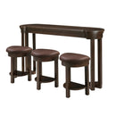 4 Piece Bar Table Set with3 PU Upholstered Bar Stools, Breakfast Table with 3 Padded Stools Solid Wood Counter Height Dining Table Set for Living Room, Dining Room. Espresso by Montret