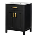 Modern Bathroom Vanity With Ceramic Sink, Soft-Close Doors, Flip Drawer, U-Shaped Shelves, Elegant Storage Solution by HouseOfZazla