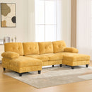U-Shaped Sectional Sofa 103.5" Fabric Couch With Dual Chaise Lounges, Storage Pockets, Armrest Pillows by Unique Piece Furniture