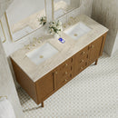 James Martin Laurent 60" Dual Mount Double Bathroom Vanity, Honey Oak