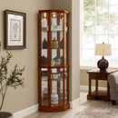 6 Shelf Lighted Corner Curio Cabinet With Adjustable Tempered Glass Shelves And Mirror Back (E26 Light Bulb Not Included) by Unique Piece Furniture