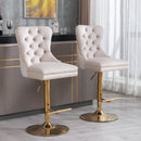 Thick Swivel Barstools Adjusatble Seat Height From 25-33", Modern Upholstered Bar Stools With Backs Comfortable Tufted For Home Pub And Kitchen Island (Set of 2) by Unique Piece Furniture