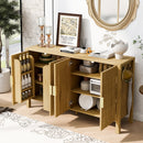 U_STYLE Modern 57.5" Stripe Door Storage Cabinet