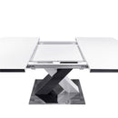 Rectangle Dining Table, Stretchable, Table Top With X Shape And Legs And Base - White / Black by HouseOfZazla