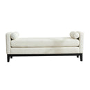 Elegant Upholstered Bench, Daybed, Ottoman With Wood Legs & Bolster Pillows - Ivory Boucle by HouseOfZazla
