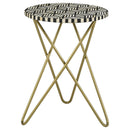 Top Accent Table With Mosaic Design, Circular Tabletop - Gold by HouseOfZazla
