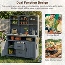 TOPMAX Large Fir Wood Potting Bench with Hutch and Storage