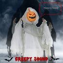 Outdoor Halloween Hanging Pumpkin Ghost with Light-Up Eyes and Sound