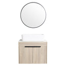 24" Modern Design Float Bathroom Vanity With Ceramic Basin Set, Wall Mounted White Oak Vanity With Soft Close Door, KD-PackingD-Packing Pieces
