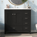 Bathroom Vanity With Ceramic Sink Combo, Abundant Storage Cabinet 2 Soft Close Doors And 5 Drawers by HouseOfZazla