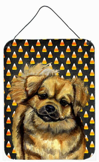 Tibetan Spaniel Candy Corn Halloween Portrait Wall or Door Hanging Prints