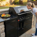 Black 6-Burner 85000 BTU Deluxe Stainless Steel Propane Gas Outdoor Kitchen Barbecue Island Grill with Marble by HouseOfZazla
