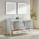 Freestanding Double Bathroom Vanity With Extra Black Handles - White by HouseOfZazla