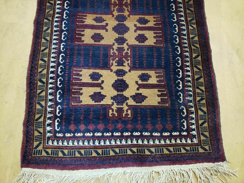 3' X 4' Vintage Handmade Balouchi Balouch Tribal Wool Rug Nice