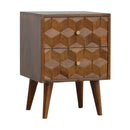 Cube Carved Bedside Table Nightstand - Chestnut by Unique Piece Furniture