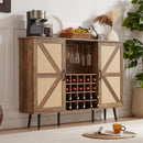 Walker Edison | Rattan Barn Door Bar Cabinet