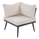 6-Piece Outdoor Sectional Sofa Set with Round Nesting Coffee Tables and Seating Sofa with Cushions for Patio, Porch and Garden (Beige)