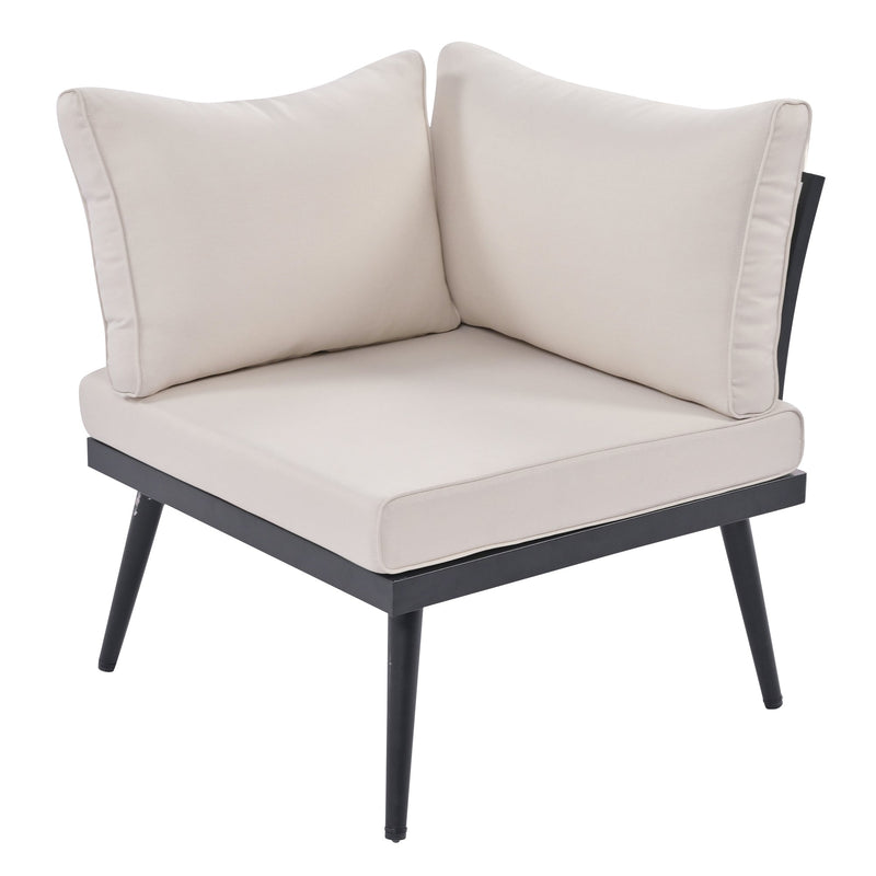 6-Piece Outdoor Sectional Sofa Set with Round Nesting Coffee Tables and Seating Sofa with Cushions for Patio, Porch and Garden (Beige)