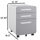 3 Drawer Mobile File Cabinet Under Desk Office, Simple Style Versatile Storage Cabinet For Legal / Letter / A4 Files, 5 Wheel Design Anti-Tilting Cold Rolled Steel Waterproof Moisture-Proof by HouseOfZazla
