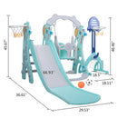 5 in 1 Slide and Swing Playing Set, Toddler Extra-Long Slide with 2 Basketball Hoops, Football, Ringtoss, Indoor Outdoor