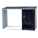 Firewood Storage Shed, Outdoor Firewood Rack, Outdoor Storage Shed With Log Holder, Firewood Shelter For Patio, Anthracite Galvanized Steel - Black by HouseOfZazla