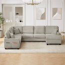 Upholstered U-Shaped Sectional Sofa With Movable Ottoman And Side Storage Pockets by HouseOfZazla