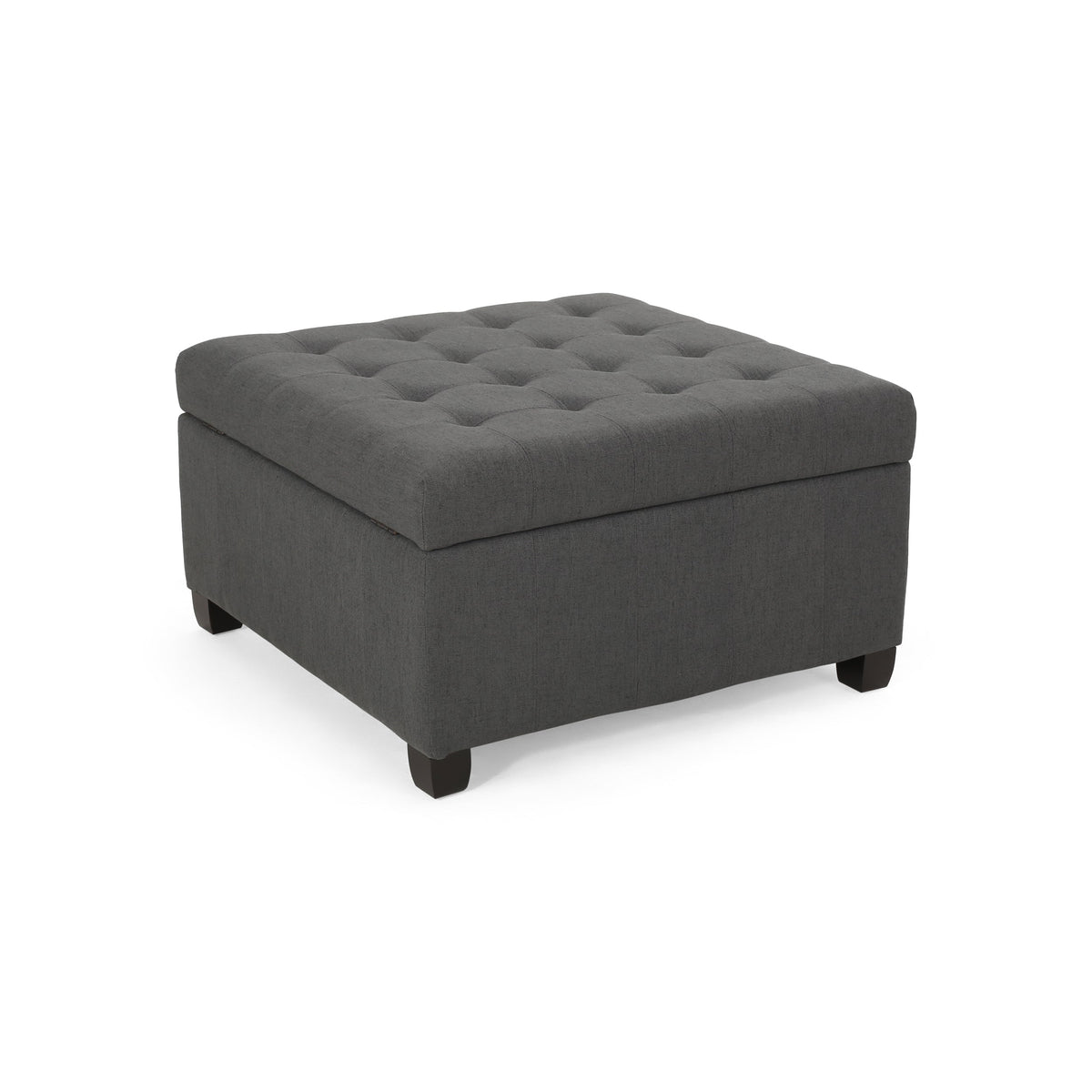 Upholstered Tufted Fabric Storage Ottoman, photo 6 of 10