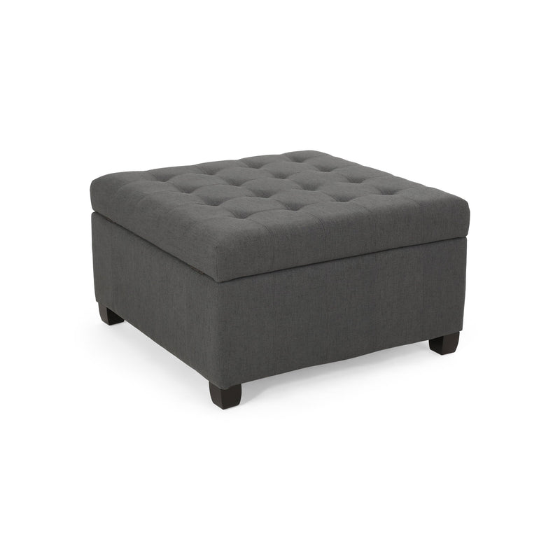 Upholstered Tufted Fabric Storage Ottoman, photo 6 of 10
