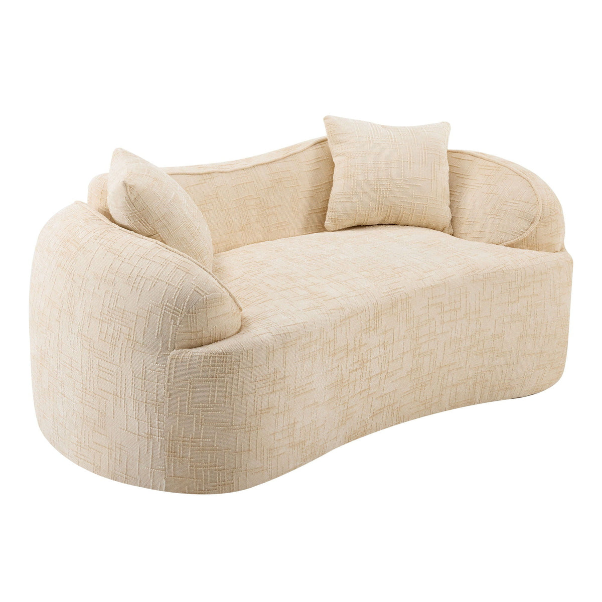 Curved 2 Person Compress Sofa With Armrests, Includes Pillows, photo 3 of 10