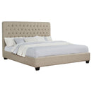 Copper - Eastern King Panel Bed With Tufted Design - Oatmeal by HouseOfZazla