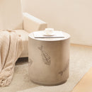 Rustic Magnesium Oxide Side Table With Fish Pattern Design - Gray by HouseOfZazla