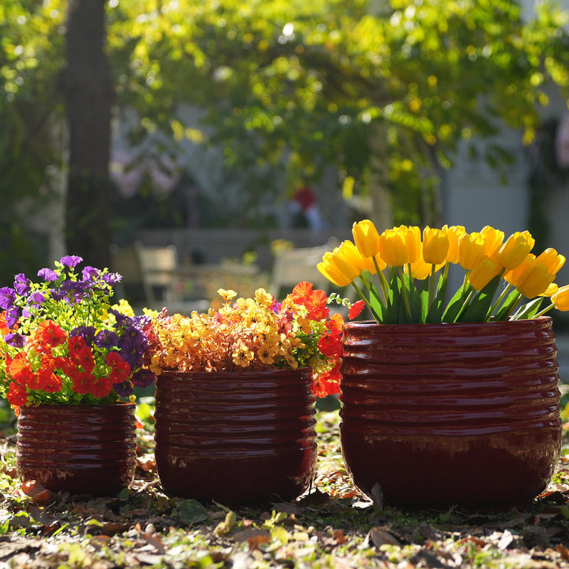 Handmade Glazed Ceramic Planter Set of 3, photo 3 of 10