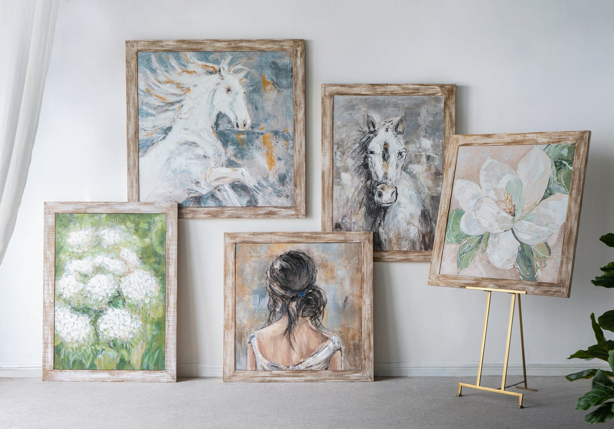 35.4x47.2x1.2" Hand-Painted White Horse Artwork, photo 10 of 10