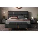 2-Pieces Bedroom Sets,Queen Size Upholstered Platform Bed with Hydraulic Storage System,Storage Ottoman with Metal Legs,Black