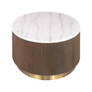 3 Piece Table Set Round Cocktail Table And 2 Round End Tables - Brown / Gold / White by HouseOfZazla