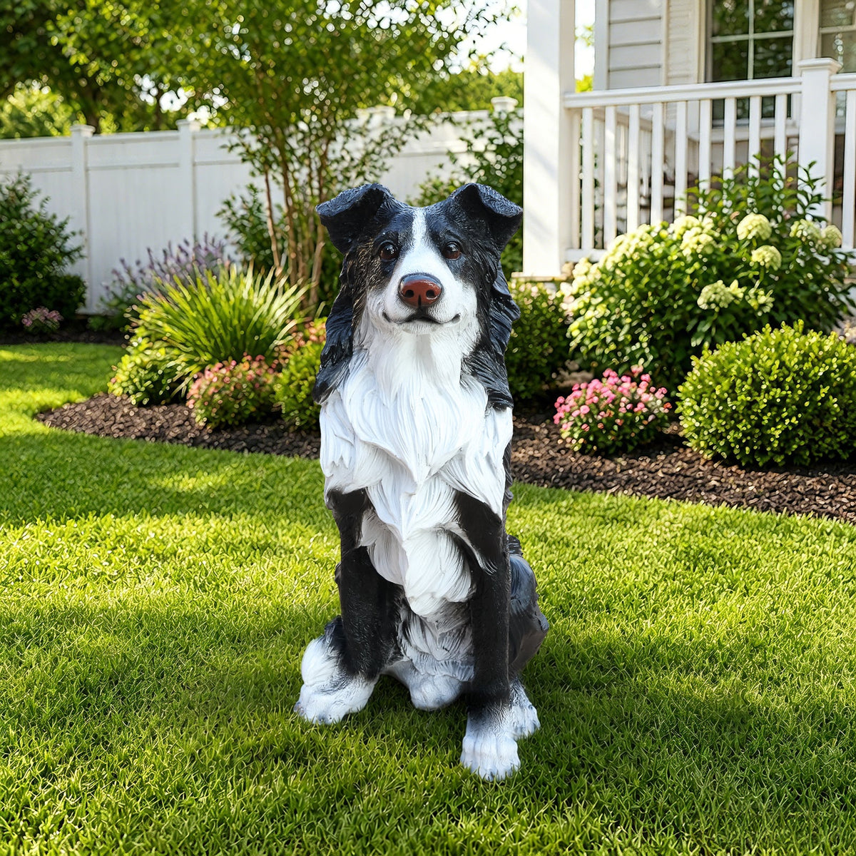 Outdoor Garden Border Collie Dog Statue Greeter, photo 2 of 10