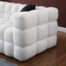 84.3/62.2 length, 35.83" deepth, human body structure for USA people, marshmallow sofa,boucle sofa, White color,3 seater. sofa and loveseater