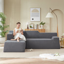 Modern Minimalist L-Shaped Corduroy High Back Sofa