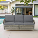 73.6" Outdoor Patio Sofa, 3-Seat Rattan Couch