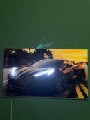 Neon Sports Car Wall Art – UV Printed LED Poster for Garage & Man Cave – Free Remote Control and Shipping