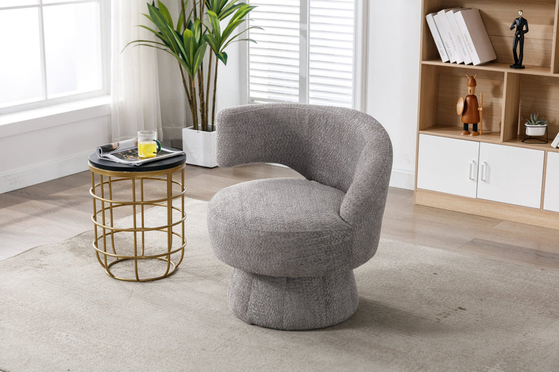 360 Degree Swivel Cuddle Barrel Accent Chairs, Round Armchairs with Wide Upholstered, Fluffy Fabric Chair for Living Room, Bedroom, Office, Waiting Rooms