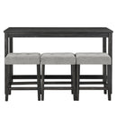Bar Table Set with Power Outlet, Bar Table and Chairs Set, 4 Piece Dining Table Set, Industrial Breakfast Table Set, for Living Room, Dining Room, Game Room by Montret