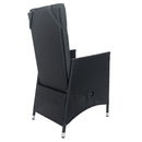 7 Piece Outdoor Patio Wicker Dining Set Patio With Adjustable Backrest Black Wicker + Dark Grey Cushion