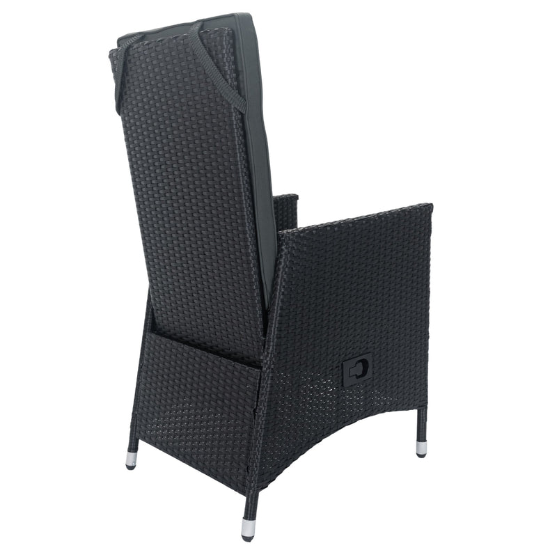 7 Piece Outdoor Patio Wicker Dining Set Patio With Adjustable Backrest Black Wicker + Dark Grey Cushion