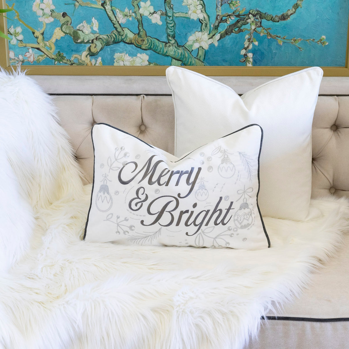 Merry & Bright Christmas Throw Pillow, photo 4 of 7