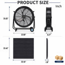 30" Wheeled Solar Fan with 140W Adjustable Monocrystalline Solar Panel by HouseOfZazla