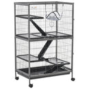 50" H 5-Tier Small Animal Cage, Ferret Cage, Large Chinchilla Cage with Hammock Accessory Heavy-Duty Steel Wire, Small Animal Habitat with 4 Doors, Removable Tray, Silver